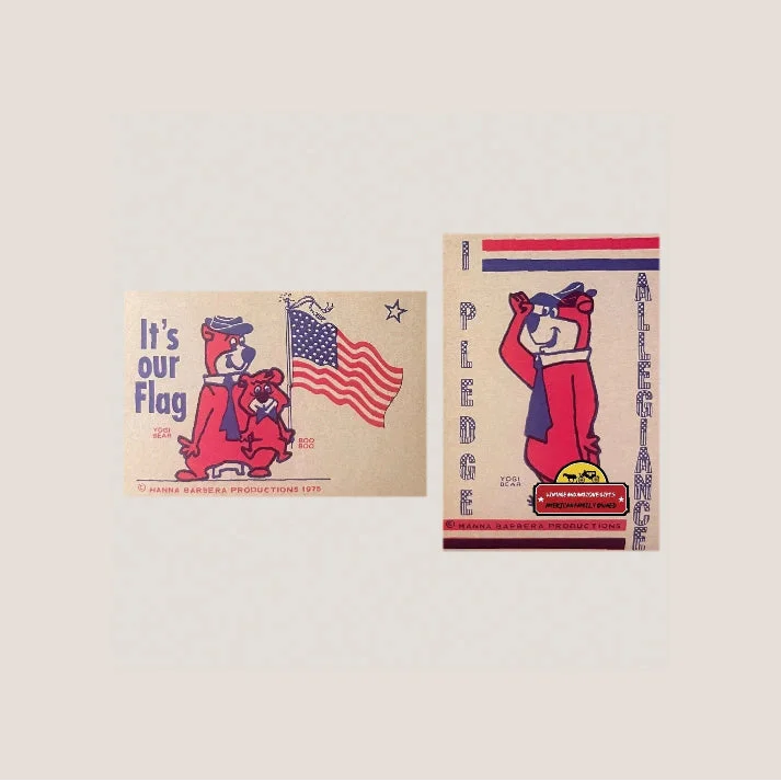 Vintage 1975 Yogi Bear Boo Boo Bicentennial Stickers 🐻 Patriotic Hanna‑Barbera NOS