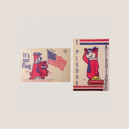 Vintage 1975 Yogi Bear Boo Boo Bicentennial Stickers 🐻 Patriotic Hanna‑Barbera NOS