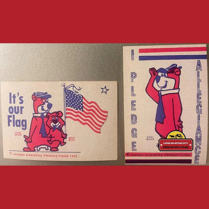 Vintage 1975 Yogi Bear Boo Boo Bicentennial Stickers 🐻 Patriotic Hanna‑Barbera NOS