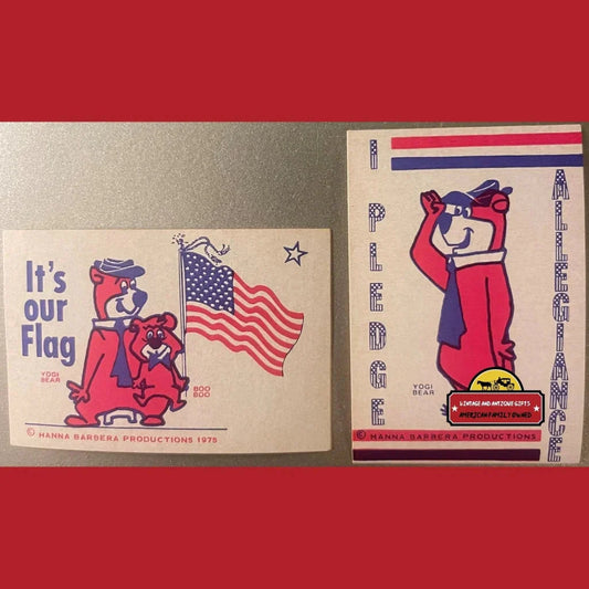 Vintage 1975 Yogi Bear Boo Boo Bicentennial Stickers 🐻 Patriotic Hanna‑Barbera NOS
