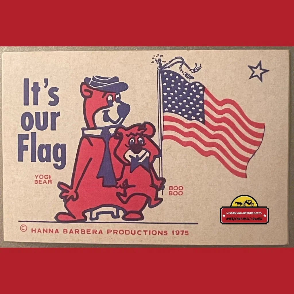 Vintage 1975 Yogi Bear Boo Boo Bicentennial Stickers 🐻 Patriotic Hanna‑Barbera NOS
